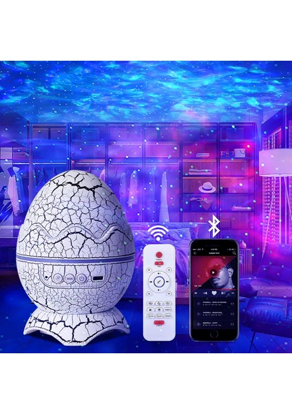 K890 Dinozor Yumurtası Bluetooth Hoparlör ve Gece Lambası Ambians Işık Beyaz