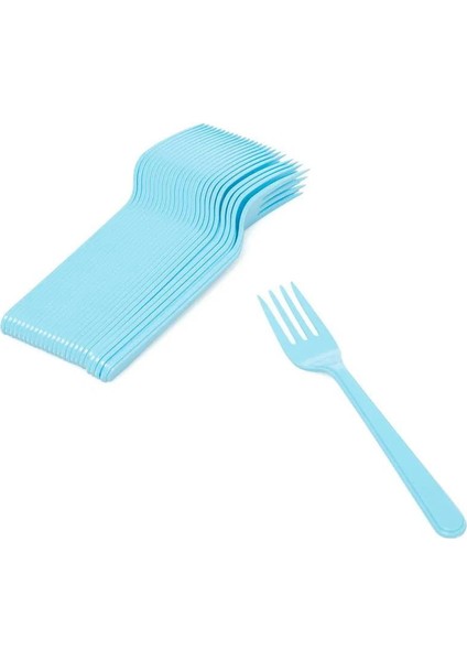 Plastik Turkuaz Renkli Lü x Parti Doğum Günü Çatal - 18 cm . - 25 Adetlik 10 Paket modelleri