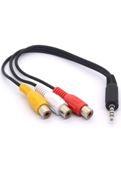 3 Rca Aux 3.5 mm 4 Boğum Aux- 3rca 3.5mm Stereo 30 cm Dişi Kablo