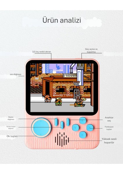 Mini Atari Taşınabilir Oyun Konsolu 3.5 Inç Ekran Çift Konsol 666 Adet Retro Oyun Gameboy El Atarisi