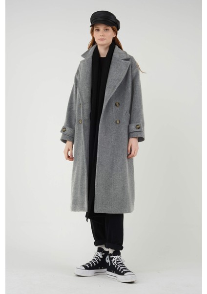 Kolu Apolet Detaylı Kaban Gri Melanj fırsatları