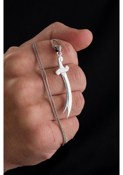 Gümüş Hz Ali Zülfikar Kılıç Kılıcı Erkek Kolye