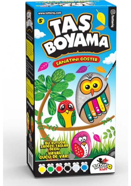 Taş Boyama Seti (6 Renk Akrilik Boya-Fırça Aktivite Seti)
