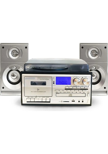 Plak Çalar Kaset Çalar CD Çalar USB Radyo Bluetooth Bağlantılı Aux Girişli Plak Çalar Nostalji
