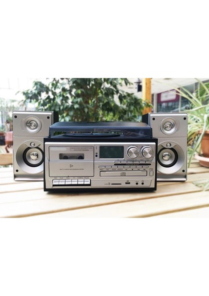 Plak Çalar Kaset Çalar CD Çalar USB Radyo Bluetooth Bağlantılı Aux Girişli Plak Çalar Nostalji