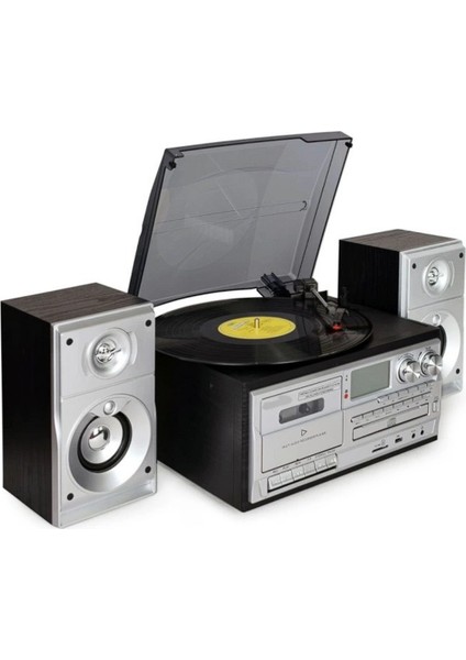 Plak Çalar Kaset Çalar CD Çalar USB Radyo Bluetooth Bağlantılı Aux Girişli Plak Çalar Nostalji