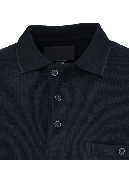 Erkek Kışlık Kazak Pamuklu Örme Düğmeli Polo Yaka Cepli Uzun Kollu Rennes Desenli Rahat indirimleri