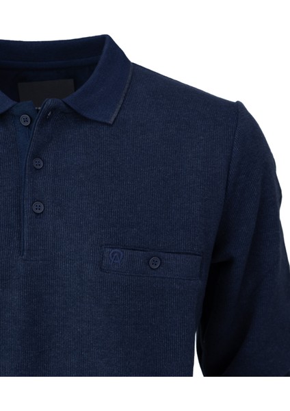 Erkek Kışlık Kazak Pamuklu Örme Düğmeli Polo Yaka Cepli Uzun Kollu Rennes Desenli Rahat modelleri