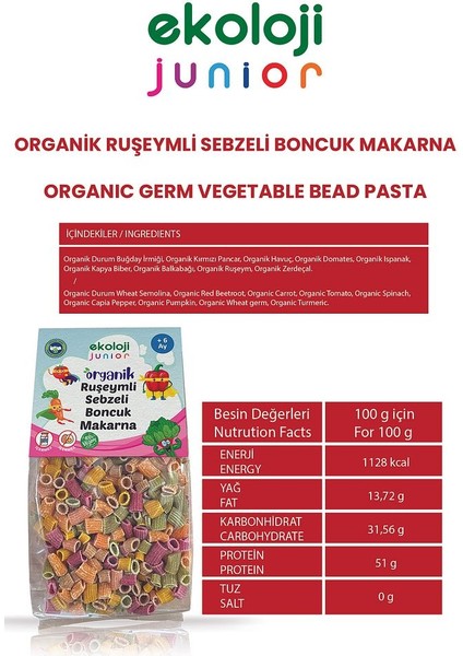 Organik Ruşeymli Sebzeli Boncuk 250 gr 6 Paket Organic Wheat Grain Vegetable Beads 250 gr 6 Pack