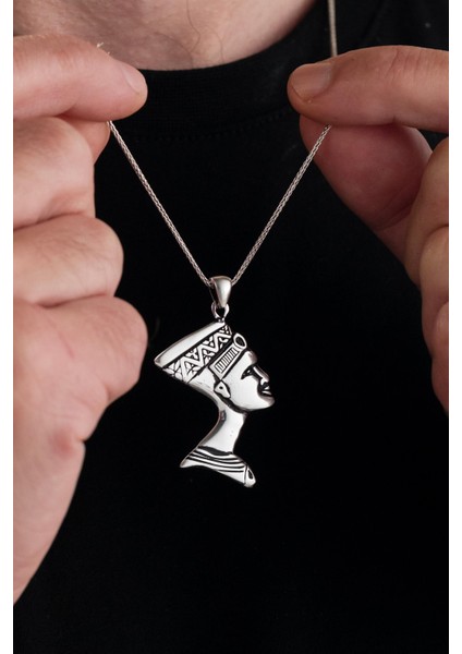 Antik Mısır Kleopatra Nefertiti Büyük Boy Gümüş Kolye modelleri