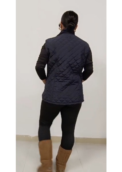 Büyük Beden Içi Astarlı Yan Cepli Fermuar ve Çıtçıt Kapamalı Kapitone Kadın Yelek indirimleri