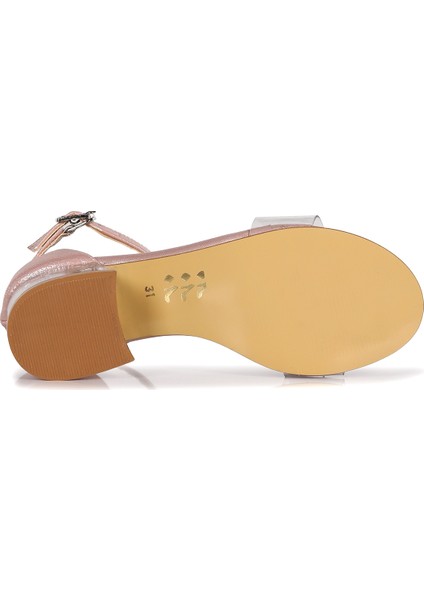 Yangu Vakko Taşlı Kız Çocuk 3 Cm Şeffaf Topuklu Sandalet Abiye Ayakkabı indirimleri