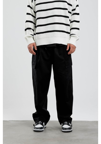 Siyah Yp Paçası Büzgülü Kargo Pantolon indirimleri