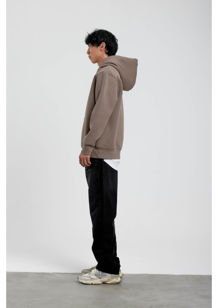 Vizon Kapüşonlu Basic Şardonlu Sweatshirt modelleri