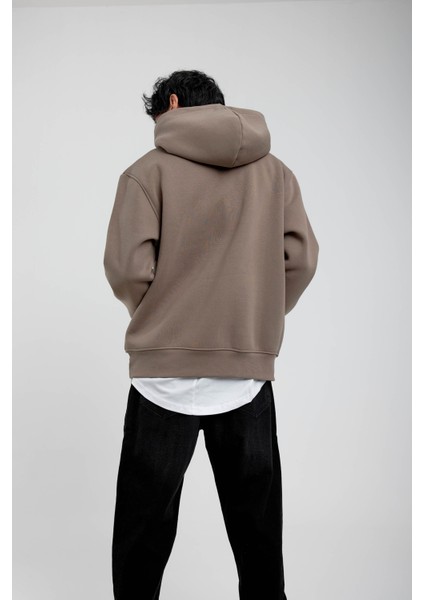 Vizon Kapüşonlu Basic Şardonlu Sweatshirt indirimleri