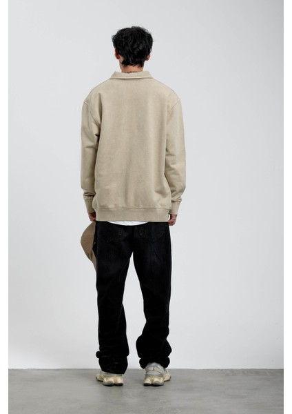 Krem Cebi Brand Yazılı Yakası Fermuarlı Sweatshirt fırsatları