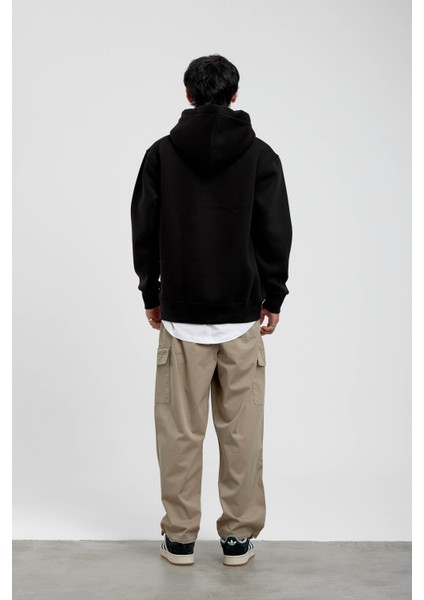 Siyah Kapüşonlu Basic Şardonlu Sweatshirt modelleri