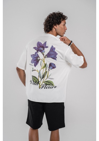 Wild Fleurs Baskılı Beyaz Yıkamalı Gömlek modelleri