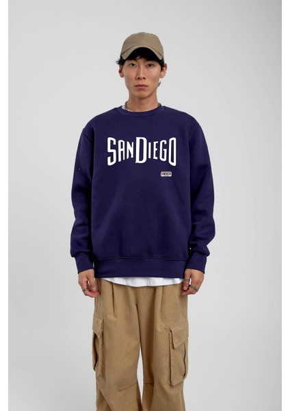 Lacivert San Diego Yazılı Sweatshirt