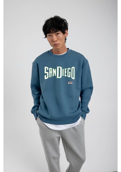 Mavi San Diego Yazılı Sweatshirt fiyatları