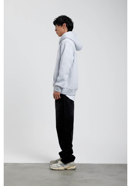 Gri Pota Baskılı Kapüşonlu Sweatshirt indirimleri