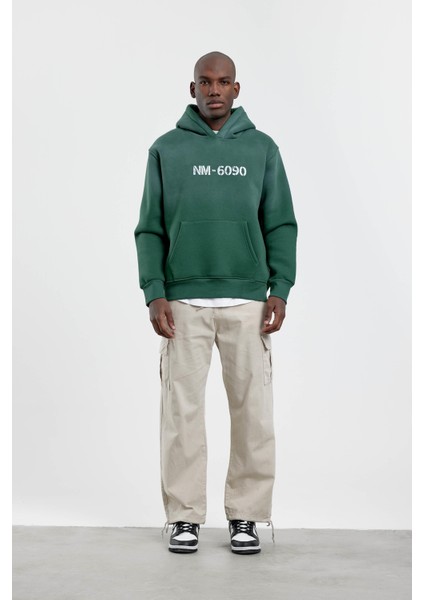 Yeşil NM-6090 Baskılı Kapüşonlu Sweatshirt modelleri