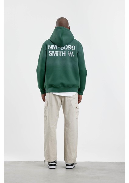 Yeşil NM-6090 Baskılı Kapüşonlu Sweatshirt fırsatları