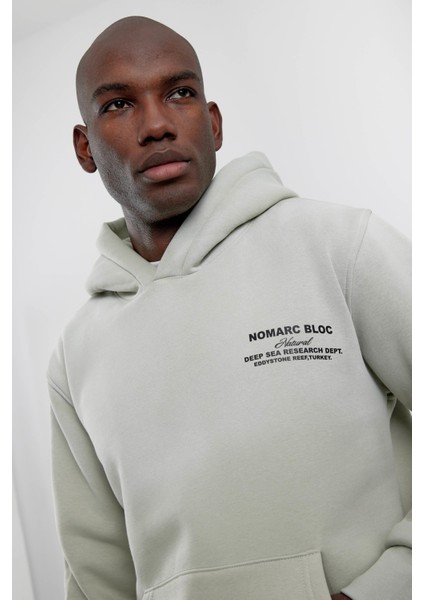 Mint Yeşili Nomarc Bloc Baskılı Kapüşonlu Sweatshirt fiyatları