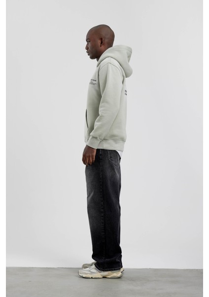 Mint Yeşili Nomarc Bloc Baskılı Kapüşonlu Sweatshirt fırsatları