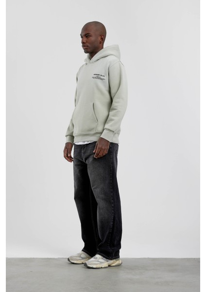 Mint Yeşili Nomarc Bloc Baskılı Kapüşonlu Sweatshirt indirimleri