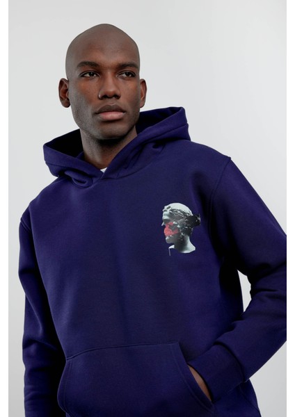 Lacivert Figür Baskılı Kapüşonlu Sweatshirt fiyatları