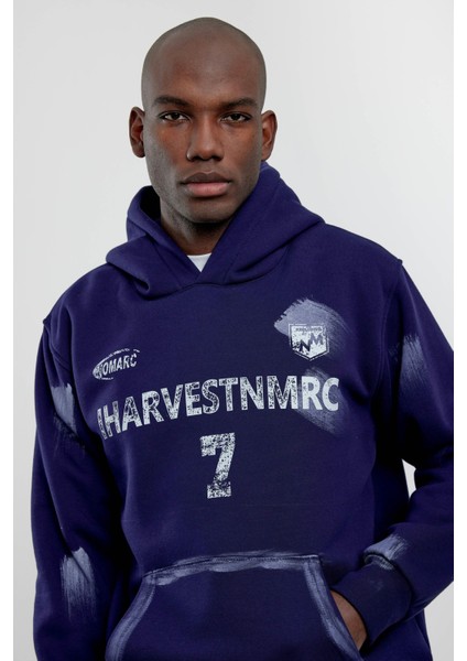 Lacivert Harvest 7 Yazılı Kapüşonlu Sweatshirt fiyatları