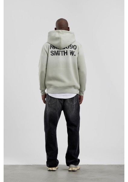 Mint Yeşili NM-6090 Baskılı Kapüşonlu Sweatshirt fırsatları