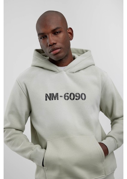 Mint Yeşili NM-6090 Baskılı Kapüşonlu Sweatshirt indirimleri