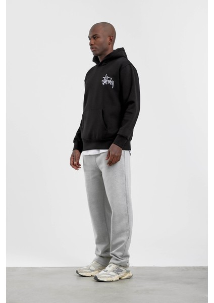 Siyah Grafiti Baskılı Kapüşonlu Sweatshirt indirimleri