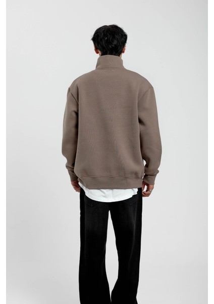 Vizon Yakası Fermuarlı Basic Şardonlu Sweatshirt fırsatları