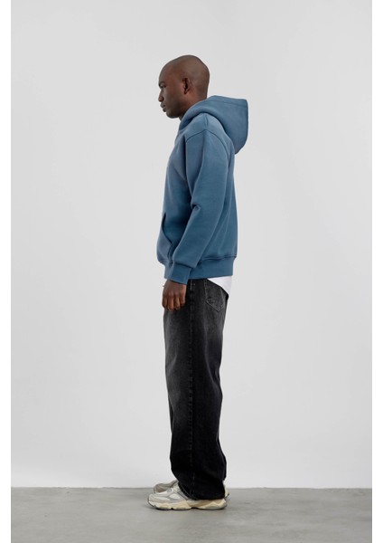 Mavi NM-6090 Baskılı Kapüşonlu Sweatshirt indirimleri