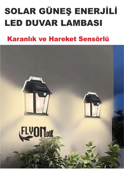 Solar Güneş Enerjili Bahçe,Teras,Balkon,Dış Mekan Sensörülü Kademeli Filament Led Aydınlatma Fener