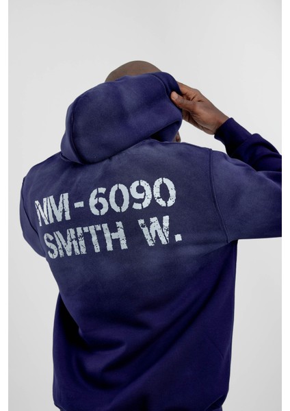 Lacivert NM-6090 Baskılı Kapüşonlu Sweatshirt modelleri