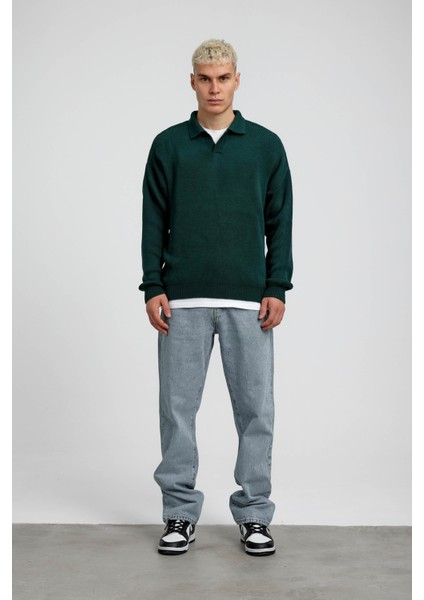 Yeşil Yakalı Basic Triko