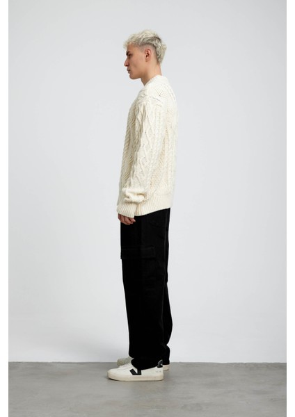 Ekru Beyaz Kalın Örme Triko fırsatları