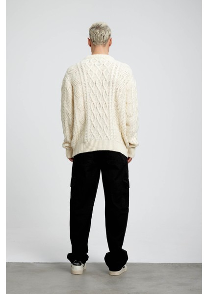 Ekru Beyaz Kalın Örme Triko indirimleri