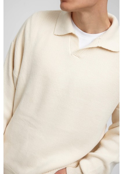 Krem Yakalı Basic Triko modelleri