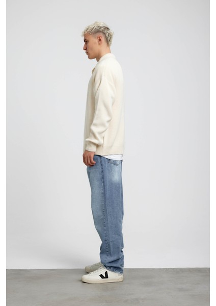 Krem Yakalı Basic Triko fırsatları