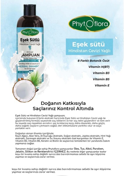 Eşek Sütlü Hindistan Cevizi Yağlı Bitkisel Şampuan
