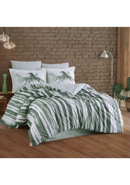 Cascade Yeşil - Poplin Çift Kişilik Nevresim Takımı