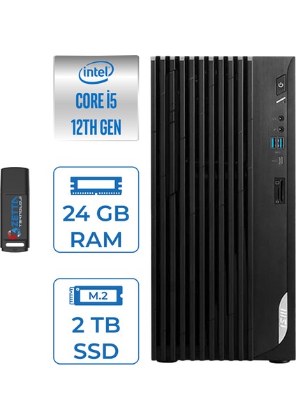 Pro DP180 Intel Core I5 12400 24GB 2tb SSD Intel UHD Grafik Windows 11 Pro Masaüstü Bilgisayar MS422XTRP06 + Zettausbbellek