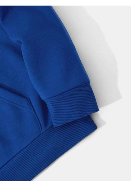 Hysterigal Baskılı Kapüşonlu Içi Yumuşak Polarlı Oversize Sweatshirt - Saks Mavisi