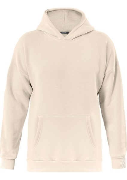 Are You Ok Honey Baskılı Kapüşonlu Içi Yumuşak Polarlı Oversize Sweatshirt - Bej