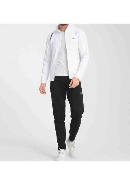 Grafics Beyaz Slim Fit Dar Kalıp Eşofman Takımı